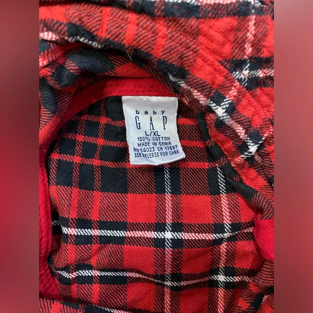 Vintage Baby Gap Infant L/XL Red/Black Plaid Cotton Bucket‎ Hat